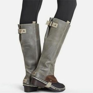 Sorel Women's Slimpack Tall Gray and Brown Winter Boots